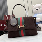 Gucci Brown Leather & Canvas Logo Handbag