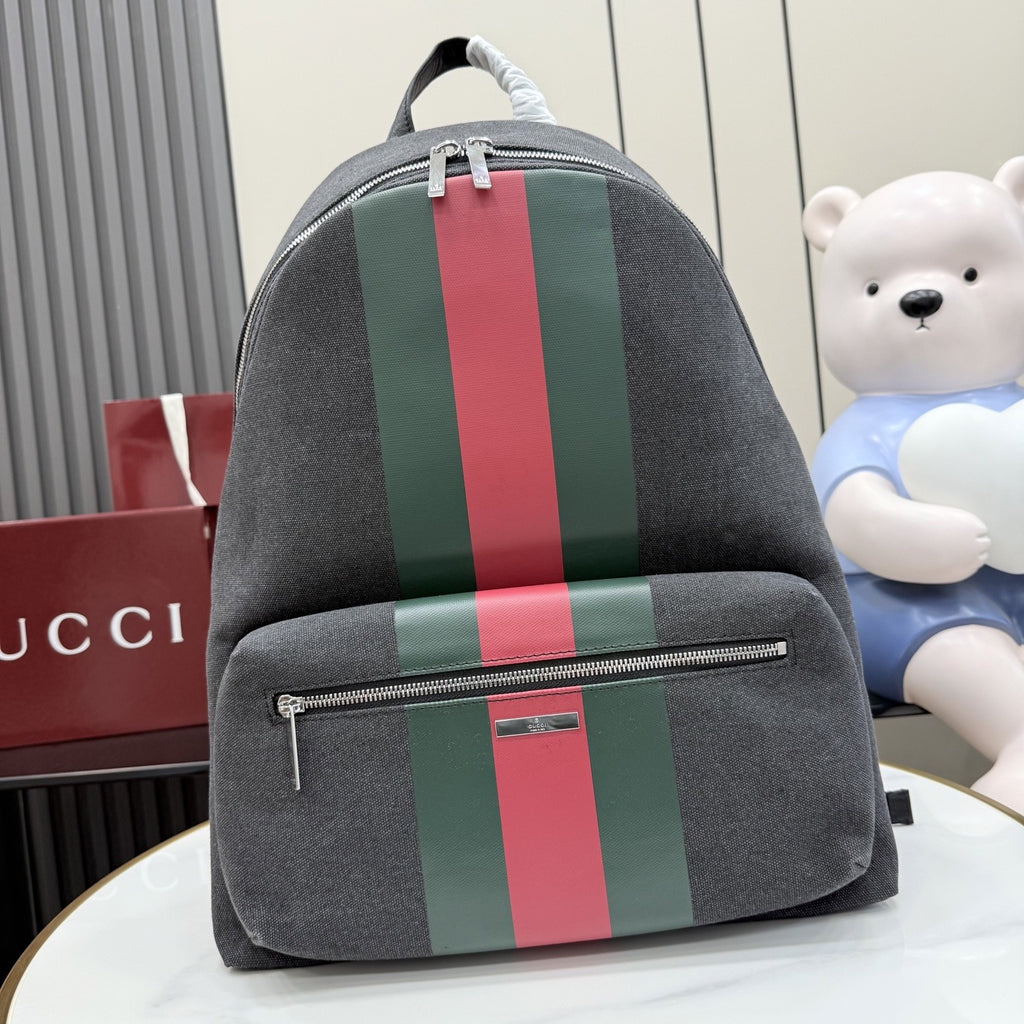 Gucci Black Canvas & Leather Vintage-Finish Backpack