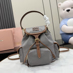 Miu Miu Brown Canvas & Calfskin Leather Backpack