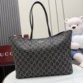 Gucci Black Denim & Leather Logo Tote Bag