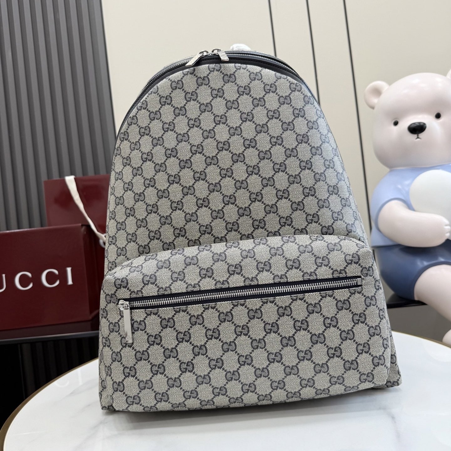 Gucci Canvas & Leather Zip Backpack
