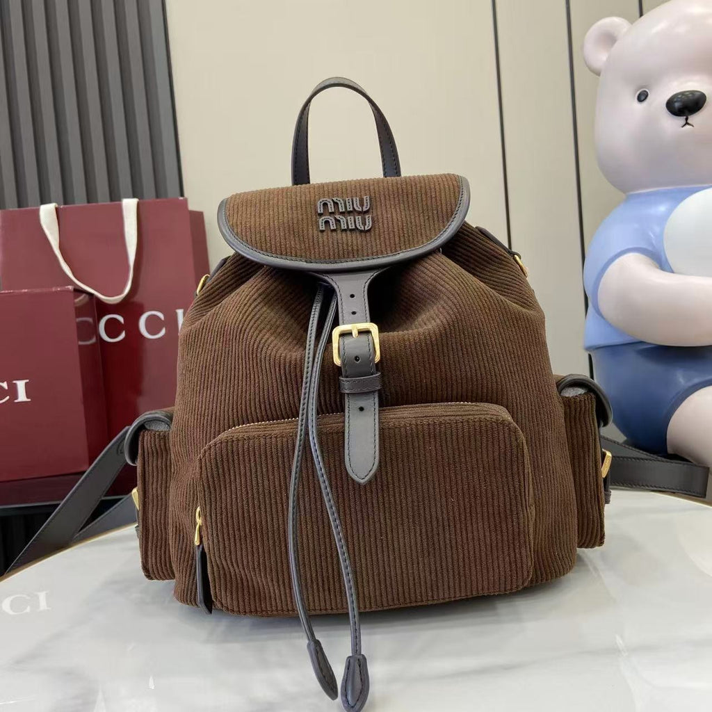 Gucci Corduroy & Calfskin Leather Backpack
