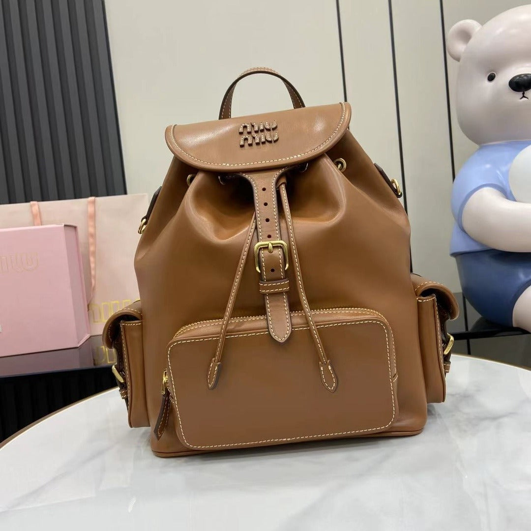 Miu Miu Brown Calfskin Leather Backpack