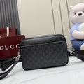 Gucci Black Canvas & Leather Zip Crossbody Bag