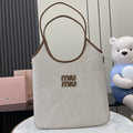 Miu Miu Brown Canvas & Leather Logo Tote Bag