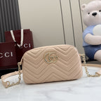 Gucci Beige Lambskin Leather GG Marmont Crossbody Bag