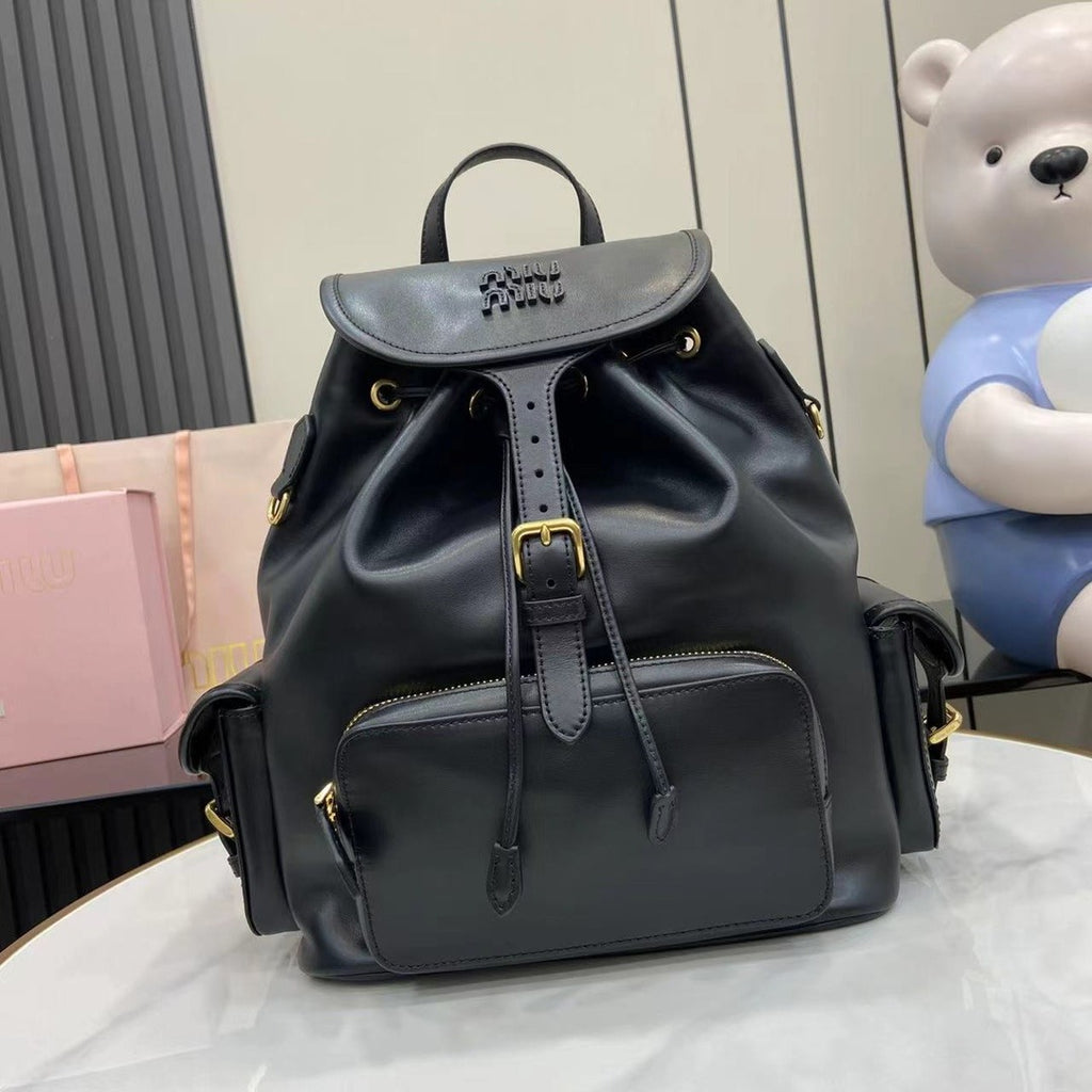 Miu Miu Black Calfskin Leather Backpack