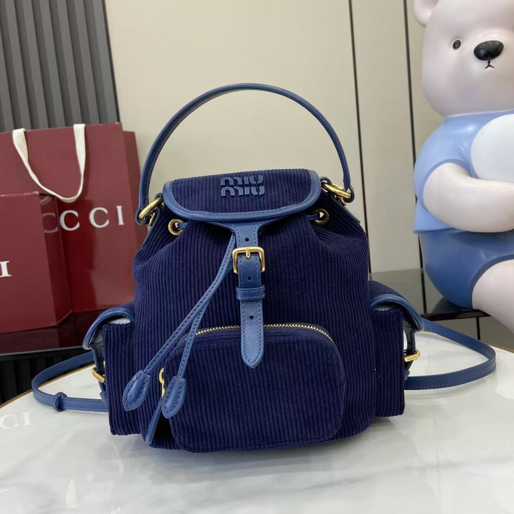 Miu Miu Corduroy & Calfskin Leather Backpack