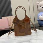 Miu Miu Brown Leather Logo Tote Bag