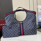 Gucci White Denim Double G Tote Bag