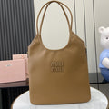 Miu Miu Brown Leather Logo Tote Bag