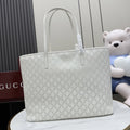 Gucci White Leather Openwork Tote Bag