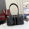 Gucci Black Leather & Canvas Horsebit Handbag