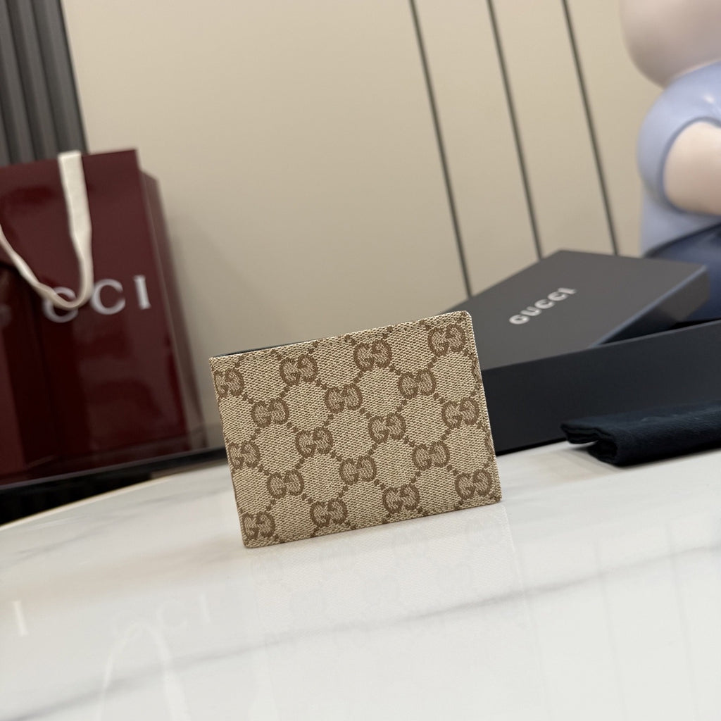 Gucci Green Canvas & Leather Logo Wallet