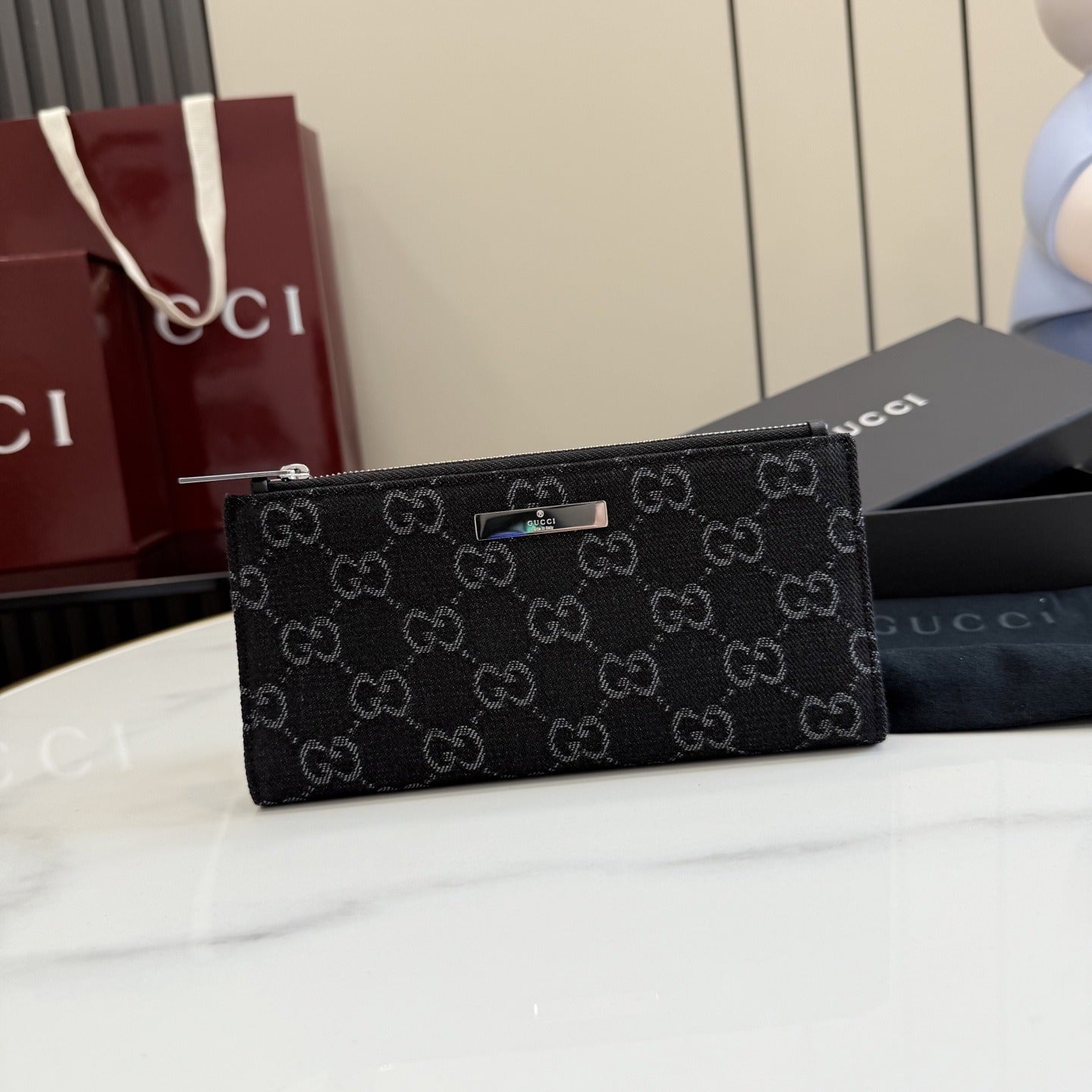 Gucci Black Denim Logo Wallet