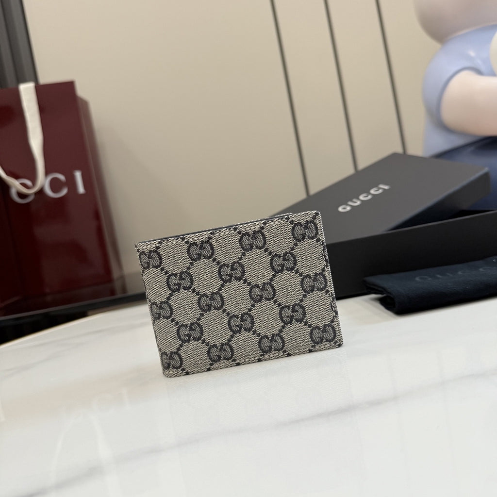 Gucci Green Canvas & Leather Logo Wallet