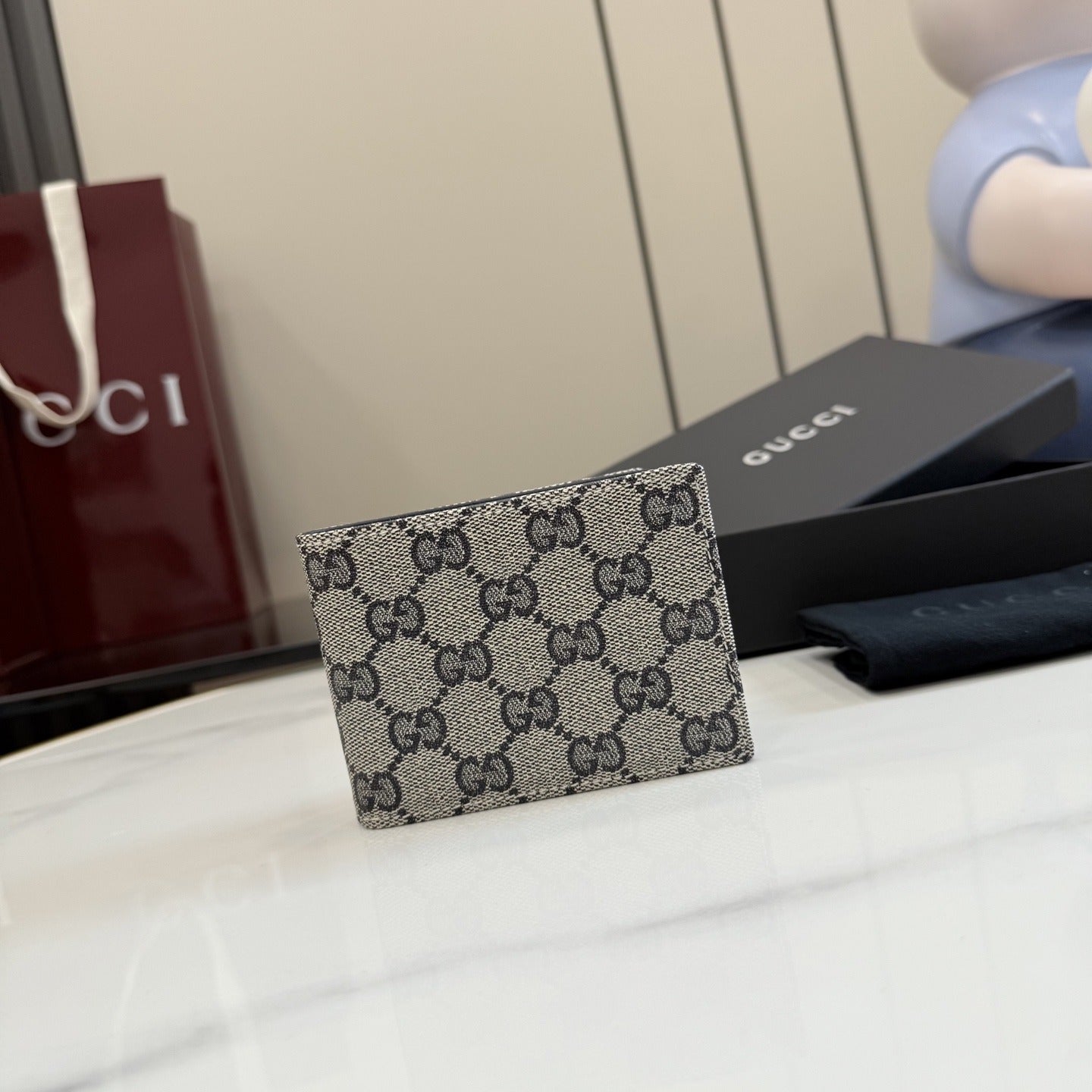 Gucci Green Canvas & Leather Logo Wallet