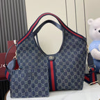 Gucci White Denim Double G Tote Bag