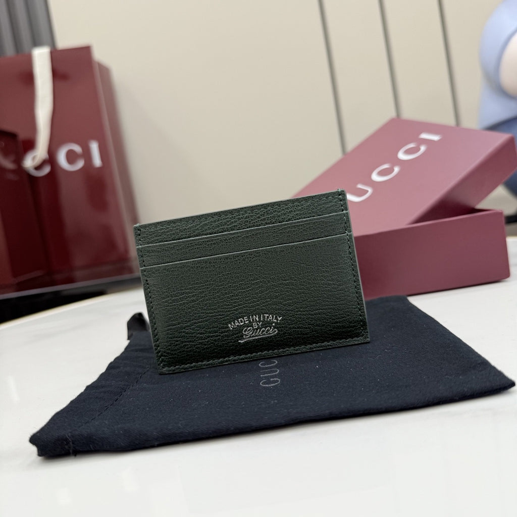 Gucci Green Leather Logo Card Holder