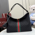 Gucci Black Canvas & Leather Zip Shoulder Bag