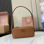 Miu Miu Calfskin Leather & Cotton Colorblock Handbag