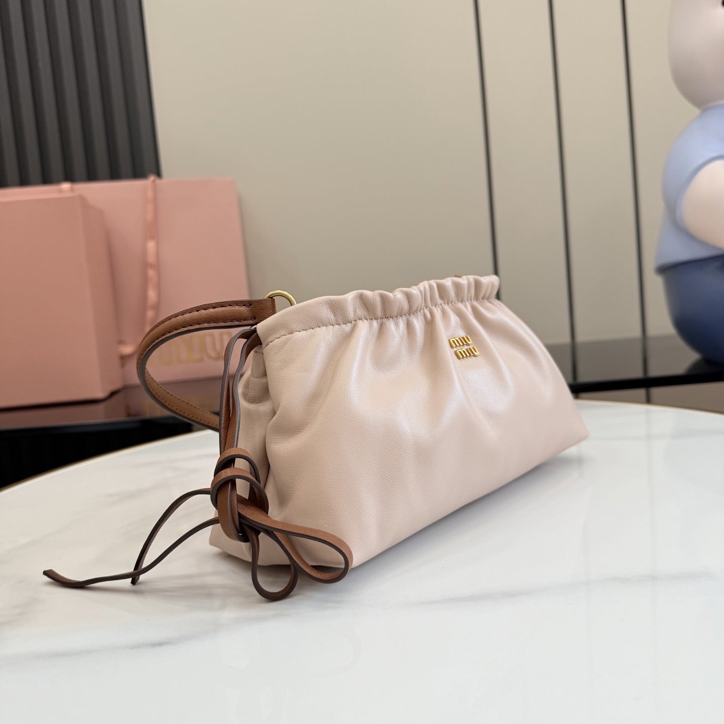 Miu Miu Pink Leather Bow Shoulder Bag