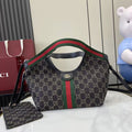 Gucci Black Denim & Canvas Double G Tote Bag