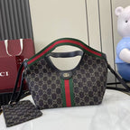Gucci Black Denim & Canvas Double G Tote Bag