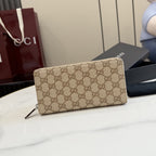 Gucci Brown Canvas & Leather Zip Wallet