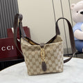 Gucci Brown Canvas & Leather Lock Handbag