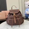 Miu Miu Brown Canvas & Calfskin Leather Backpack
