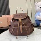Miu Miu Brown Canvas & Calfskin Leather Backpack