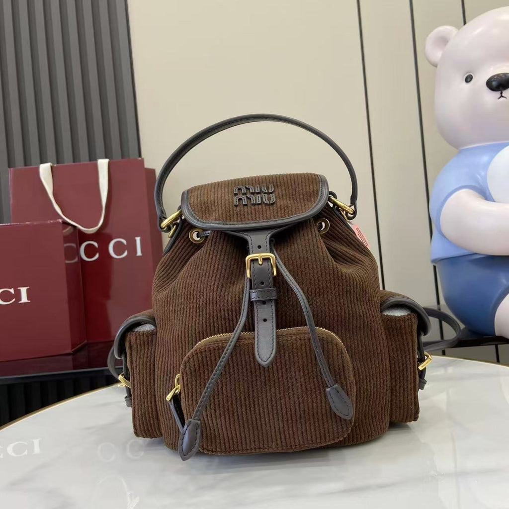 Gucci Corduroy & Calfskin Leather Backpack