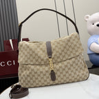 Gucci Brown Canvas & Leather Jackie 1961 Crossbody Bag