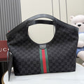 Gucci Black Leather Double G Handbag
