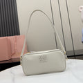 Miu Miu White Calfskin Leather & Cotton Colorblock Handbag