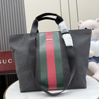 Gucci Black Canvas & Leather Vintage-Finish Tote Bag