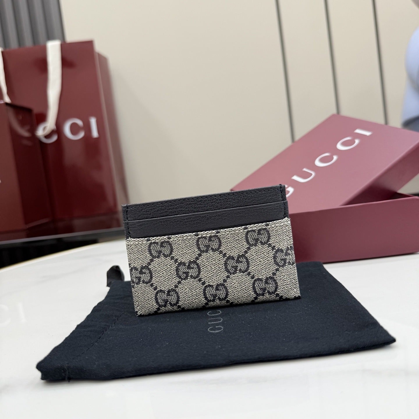 Gucci Canvas & Leather Card Holder
