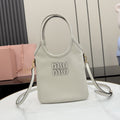 Miu Miu White Leather Logo Tote Bag