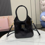 Miu Miu Black Patent Leather Logo Tote Bag