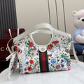 Gucci White Leather Double G Tote Bag
