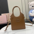 Miu Miu Brown Leather Logo Tote Bag