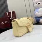 Gucci Yellow Lambskin Leather GG Marmont Shoulder Bag