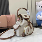 Miu Miu Brown Canvas & Calfskin Leather Backpack