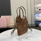 Miu Miu Brown Leather Logo Tote Bag