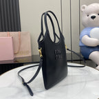 Miu Miu Black Leather Logo Tote Bag