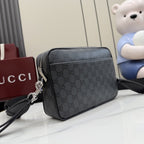 Gucci Black Canvas & Leather Zip Crossbody Bag
