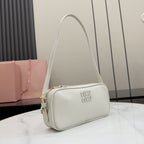 Miu Miu White Calfskin Leather & Cotton Colorblock Handbag