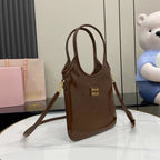 Miu Miu Brown Patent Leather Logo Tote Bag