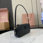 Miu Miu Black Calfskin Leather & Cotton Colorblock Handbag
